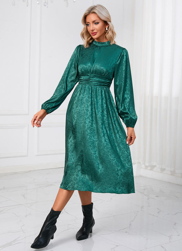 Robe Chic Vert Satiné - gallery 2
