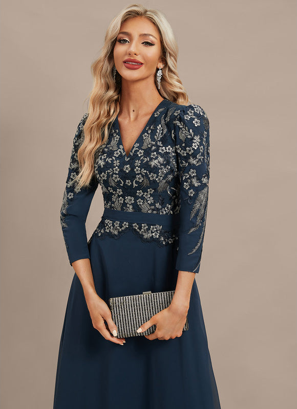 Robe Chic Longue Marine Élégante - gallery 1