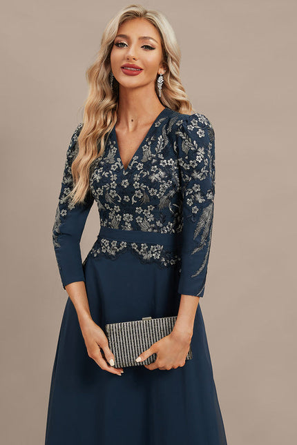 Robe Chic Longue Marine Élégante - gallery 1