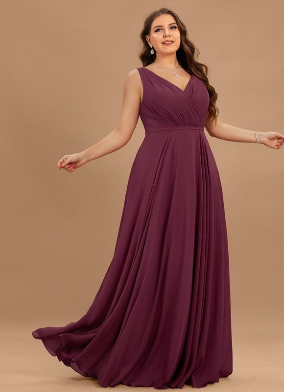 Robe Chic Longue Bordeaux Plissée - gallery 5