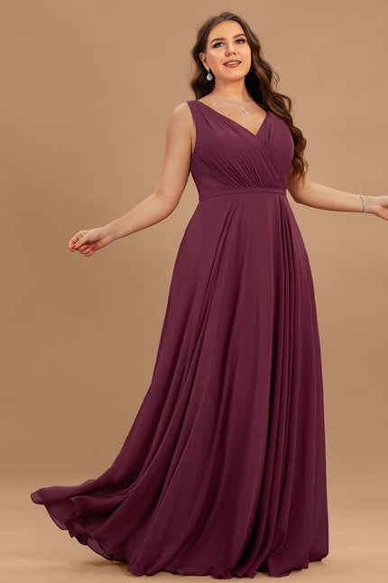 Robe Chic Longue Bordeaux Plissée - gallery 5