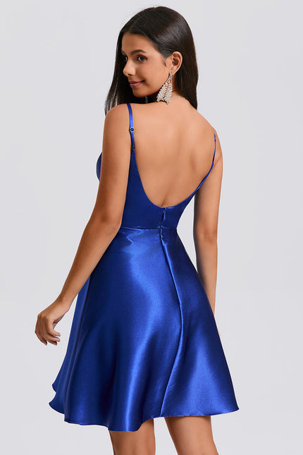 Robe Chic Satin Bleu Vif - gallery 3