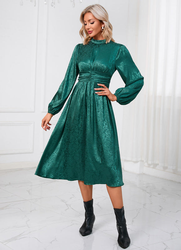 Robe Chic Vert Satiné - gallery 4