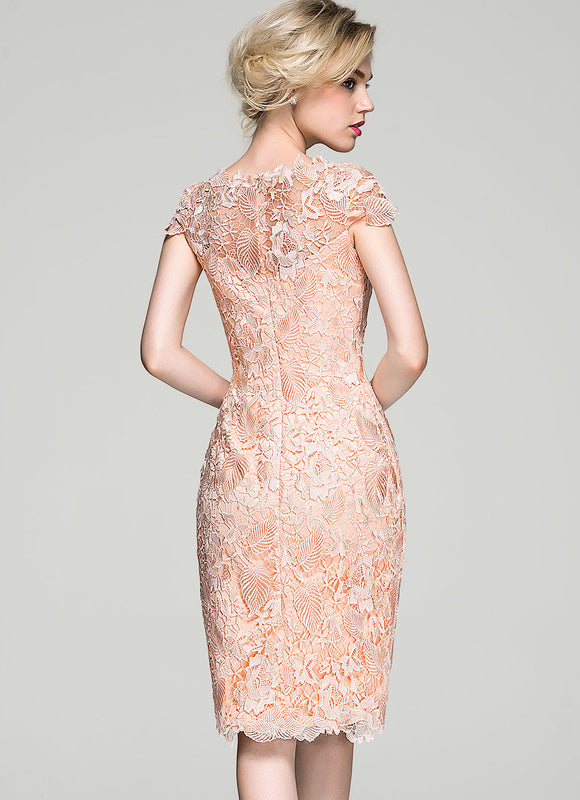 Robe Chic Dentelle Pêche - gallery 4