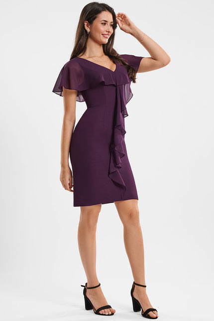 Robe Chic Volants Prune - gallery 1