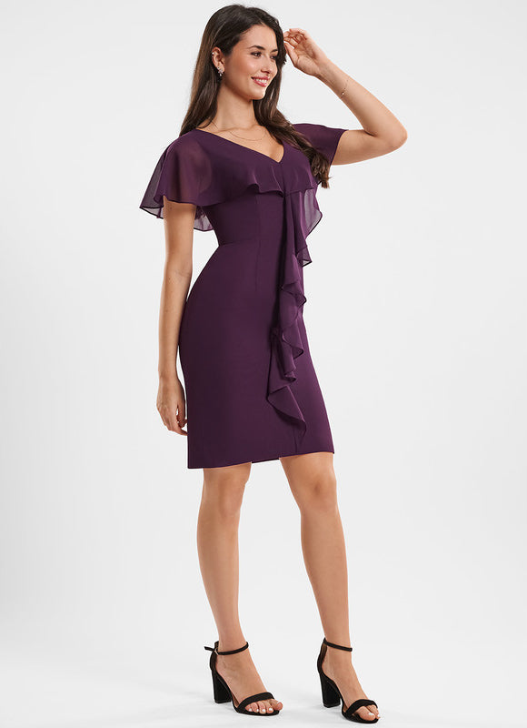 Robe Chic Volants Prune - gallery 1