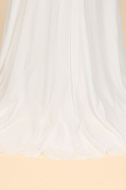 Robe Chic Blanche Traîne Mousseline Dentelle - gallery 9
