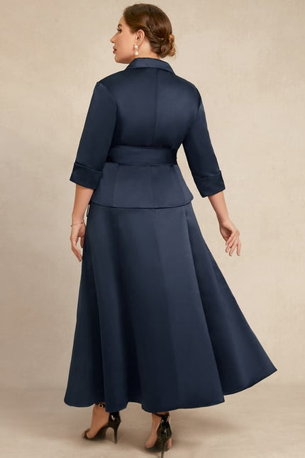 Robe Chic Bleu Marine Satinée - gallery 8