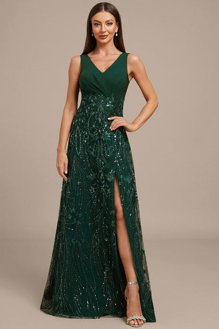 Robe Chic Longue Émeraude Festive - gallery 4