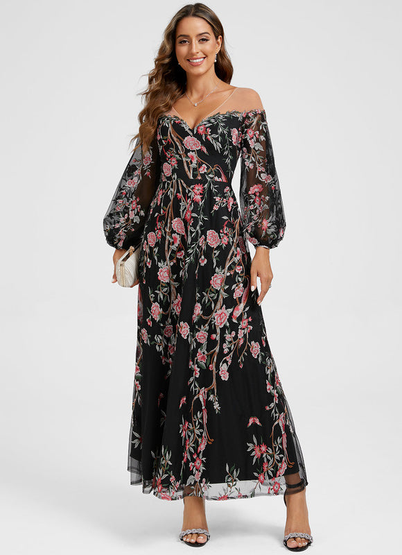 Robe Chic Noire Florale - gallery 2