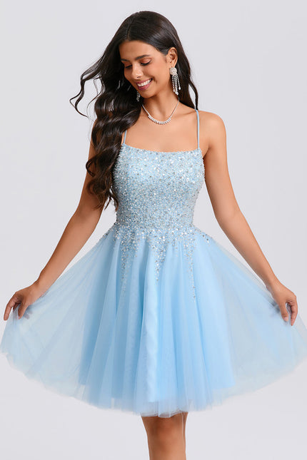Robe Chic À Paillettes Bleue - gallery 2