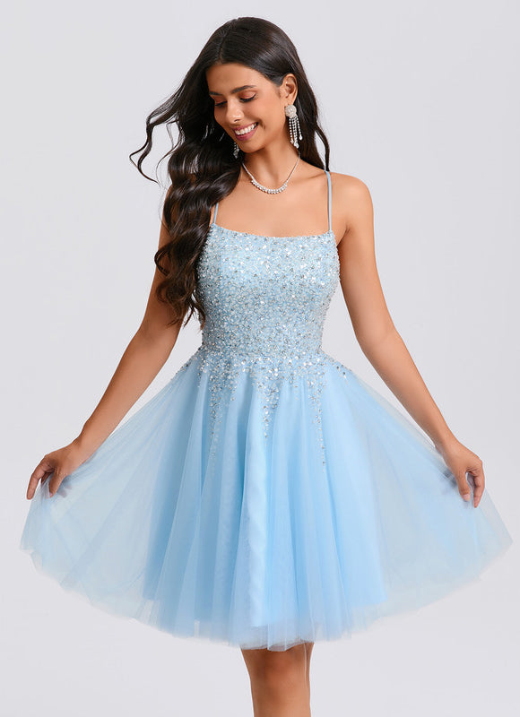 Robe Chic À Paillettes Bleue - gallery 2