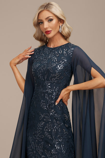 Robe Chic Élégance Marine Satinée - gallery 1