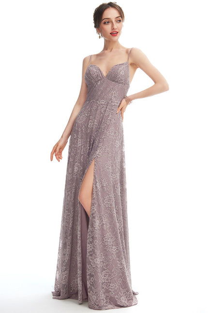 Robe Chic Longue Dentelle Lavande - gallery 3