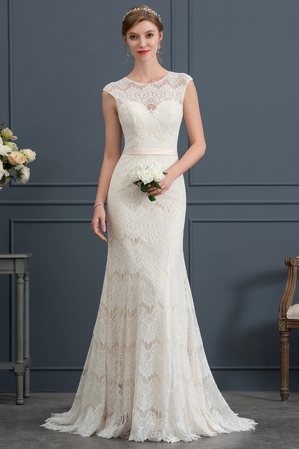 Robe Chic Blanc Éclatant Dentelle Sirène