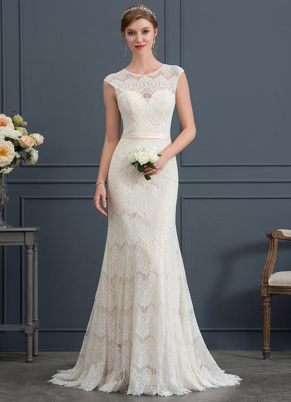 Robe Chic Blanc Éclatant Dentelle Sirène