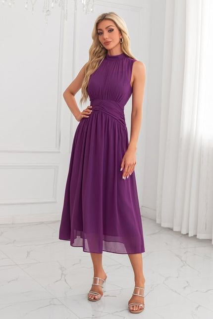Robe Chic Midi Violette Élégante - gallery 6