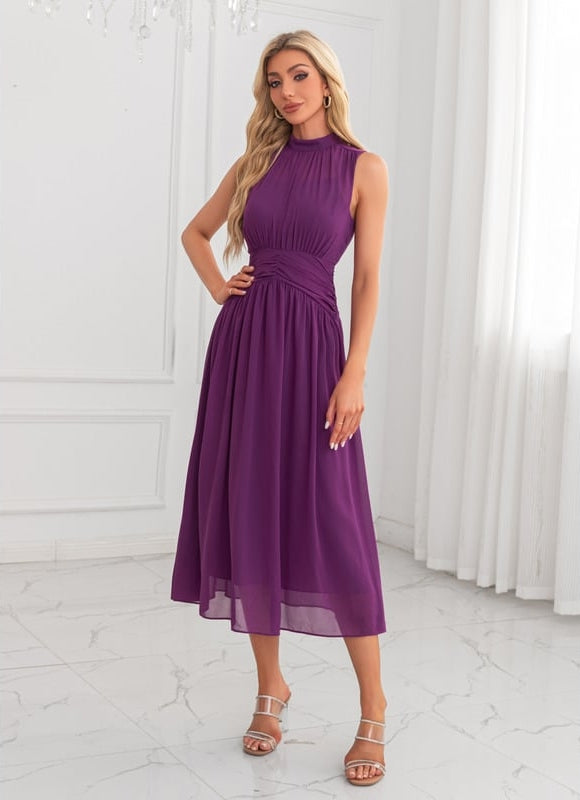 Robe Chic Midi Violette Élégante - gallery 6