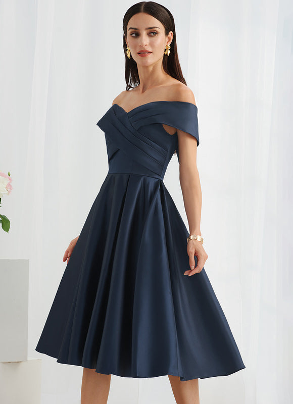 Robe Chic Bleu Marine Satinée - gallery 3