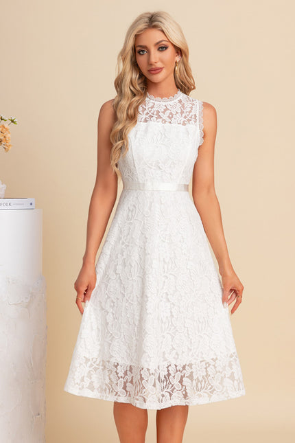Robe Chic Midi Dentelle Blanche - gallery 5