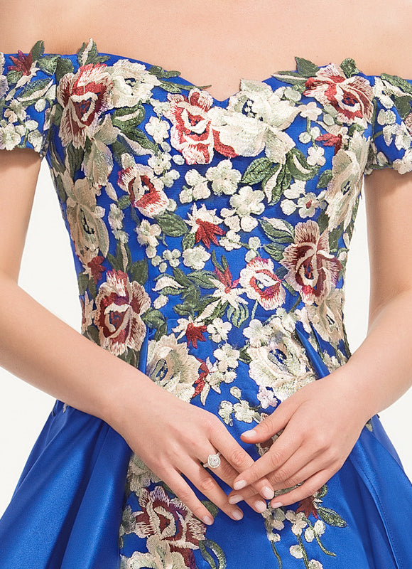 Robe Chic Bleu Floral Satiné - gallery 3