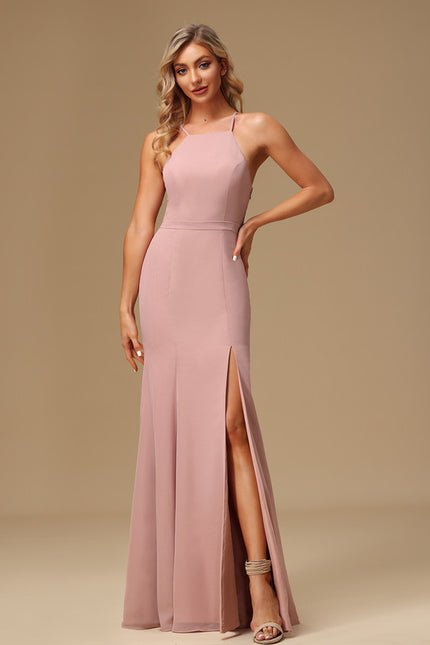 Robe Chic Rose Poudré Dentelle Élégante