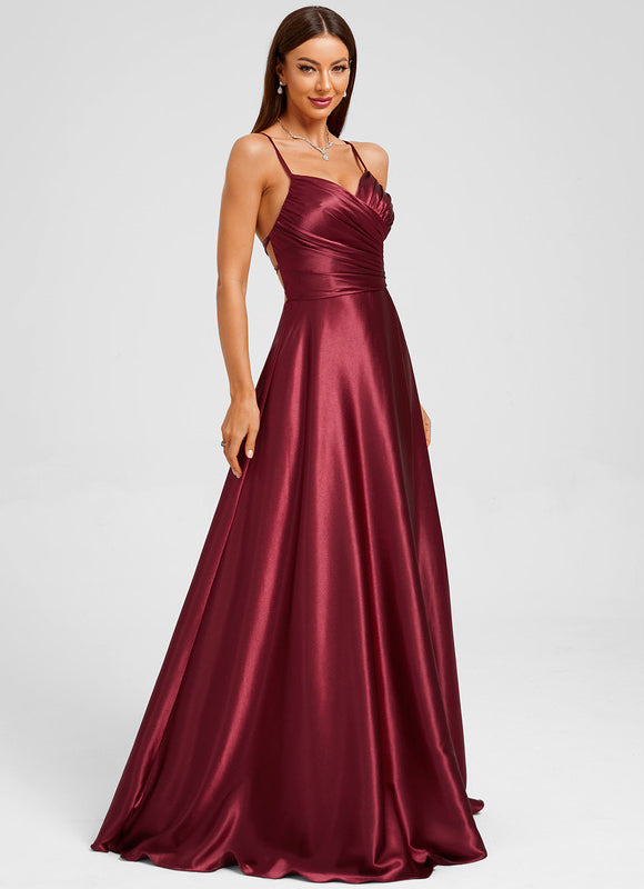 Robe Chic Satin Bleue Élégante - gallery 4