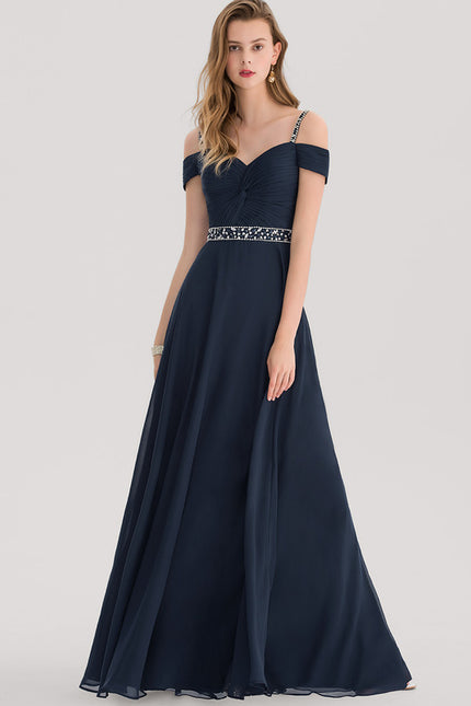 Robe Chic Bleu Marine Décolleté Élégant - gallery 3