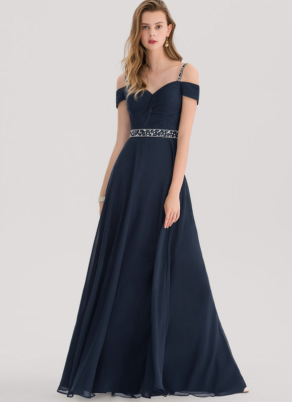 Robe Chic Bleu Marine Décolleté Élégant - gallery 3