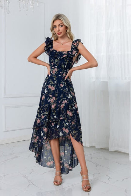 Robe Chic Florale Navy Asymétrique - gallery 2