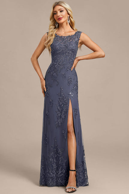 Robe Chic Longue Grise Brodée - gallery 5