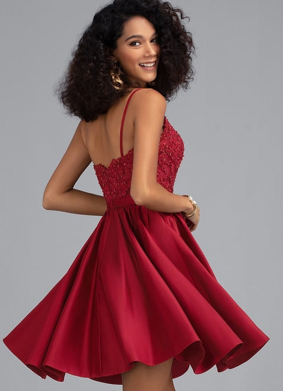 Robe De Soirée Courte Chic Rouge - gallery 3
