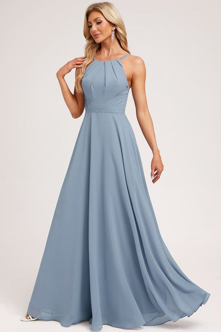 Robe Chic Bleu Drapé - gallery 2