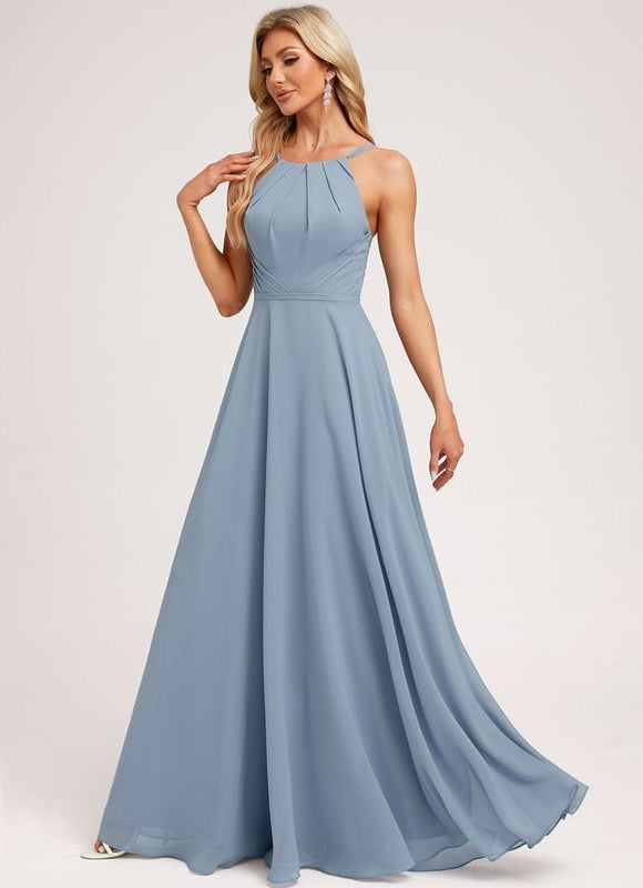 Robe Chic Bleu Drapé - gallery 2