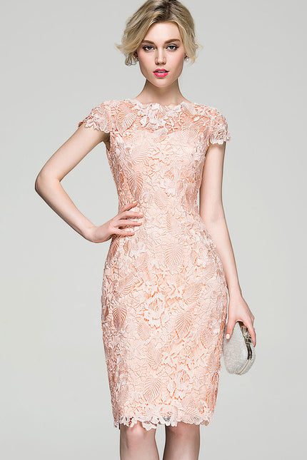 Robe Chic Dentelle Pêche