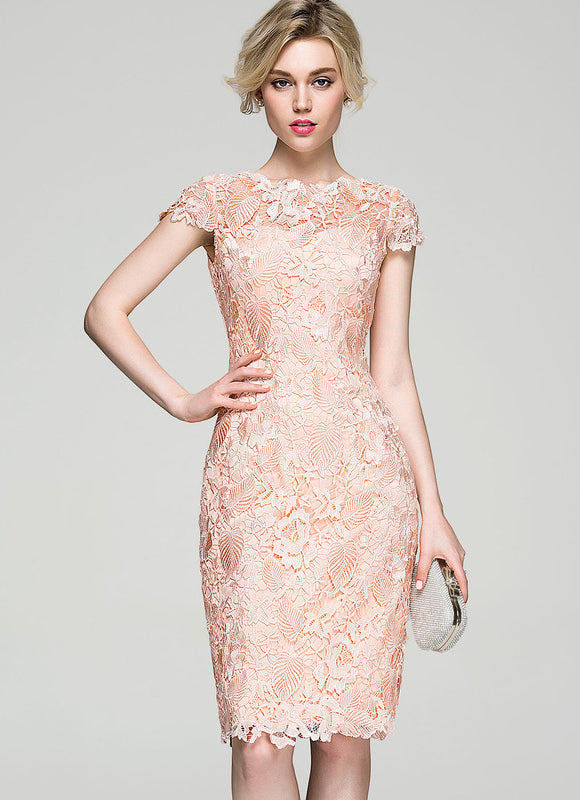 Robe Chic Dentelle Pêche