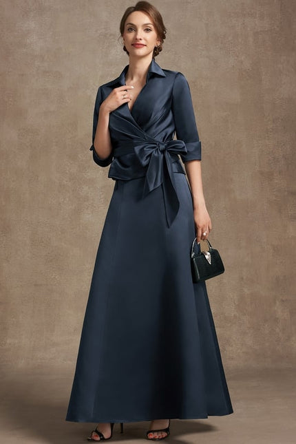 Robe Chic Bleu Marine Satinée - gallery 3