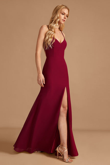 Robe Chic Rouge Élégant Longueur - gallery 2