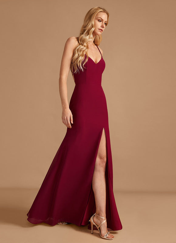 Robe Chic Rouge Élégant Longueur - gallery 2