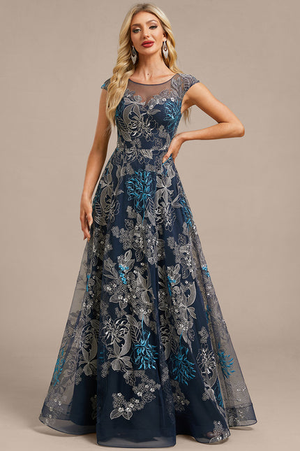 Robe Chic Florale Bleu Nuit