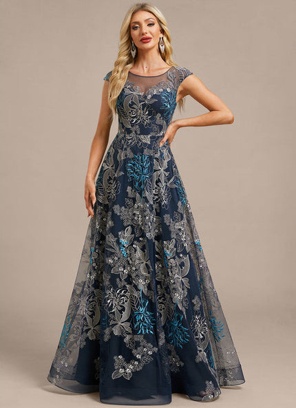 Robe Chic Florale Bleu Nuit