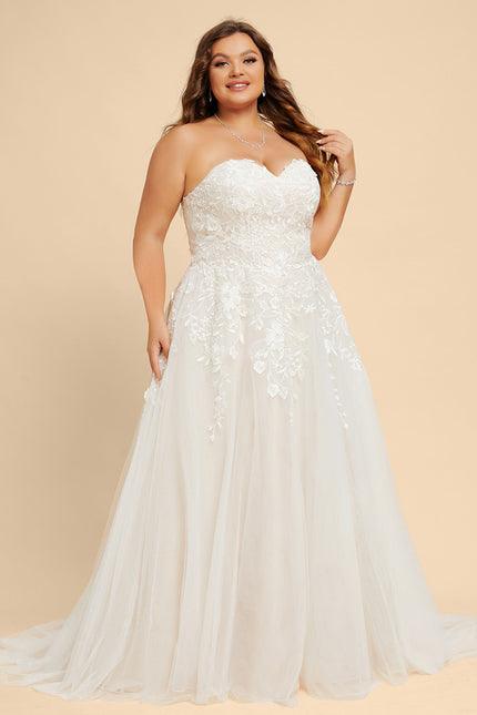 Robe Chic Blanc Élégant Avec Traîne - gallery 8