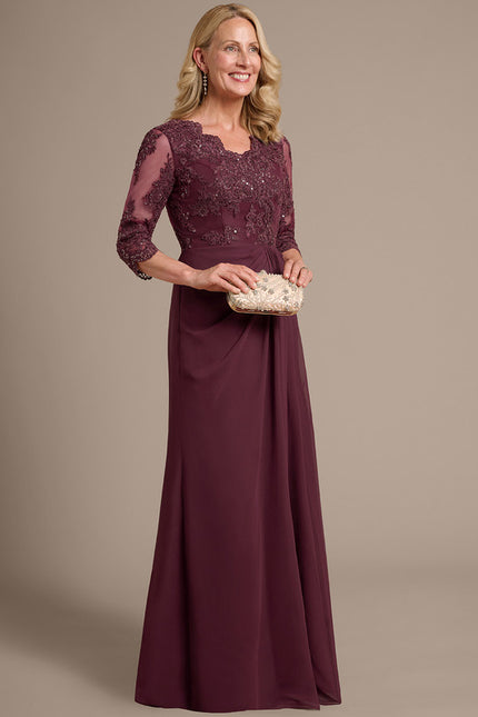 Robe Chic Bordeaux En Mousseline - gallery 4