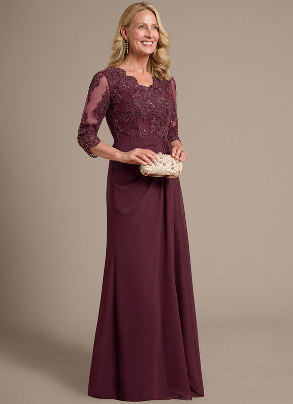 Robe Chic Bordeaux En Mousseline - gallery 4