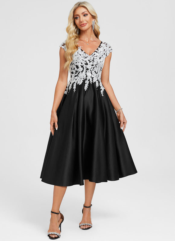 Robe Chic Satinée À Dentelle - gallery 2