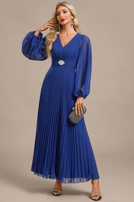 Robe Chic Plissée Bleu Royal - gallery 2