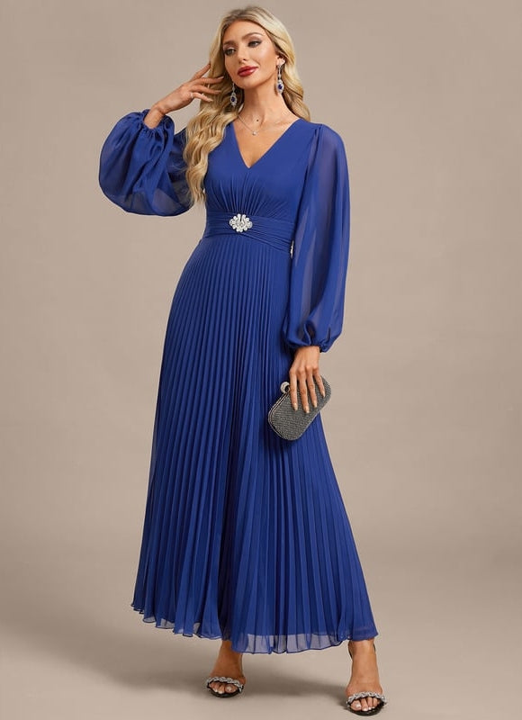 Robe Chic Plissée Bleu Royal - gallery 2