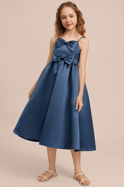 Robe Chic Satin Bleu Élégant - gallery 1