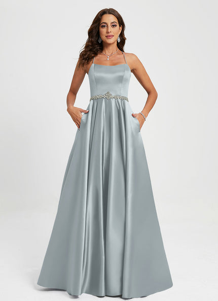 Robe Chic Satin Bleu Poudré