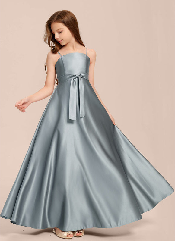 Robe Chic Bleu Satiné Demoiselle D'Honneur - gallery 4